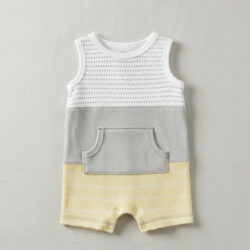 2 Pack De Mamelucos  De Calor, Playa Para Bebé Marca Lamaze. Blanco, Amarillo Y Gris 6 Meses