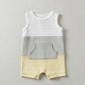 2 Pack De Mamelucos  De Calor, Playa Para Bebé Marca Lamaze. Blanco, Amarillo Y Gris 6 Meses