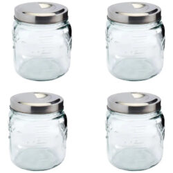 4 Vitroleros Contenedores De Vidrio C/tapa Hermética 2.75lts Transparente