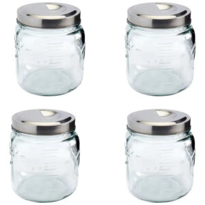 4 Vitroleros Contenedores De Vidrio C/tapa Hermética 2.75lts Transparente