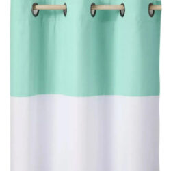 2 Cortinas Pillowfort De 1.06m X 2.13m (juego De 2 Piezas). Verde Claro Con Blanco