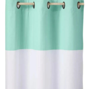 2 Cortinas Pillowfort De 1.06m X 2.13m (juego De 2 Piezas). Verde Claro Con Blanco