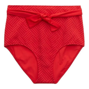 Bikini Bottom Talle Alto C Lazo Jacquard Chilli Red De Aerie Rojo Xl