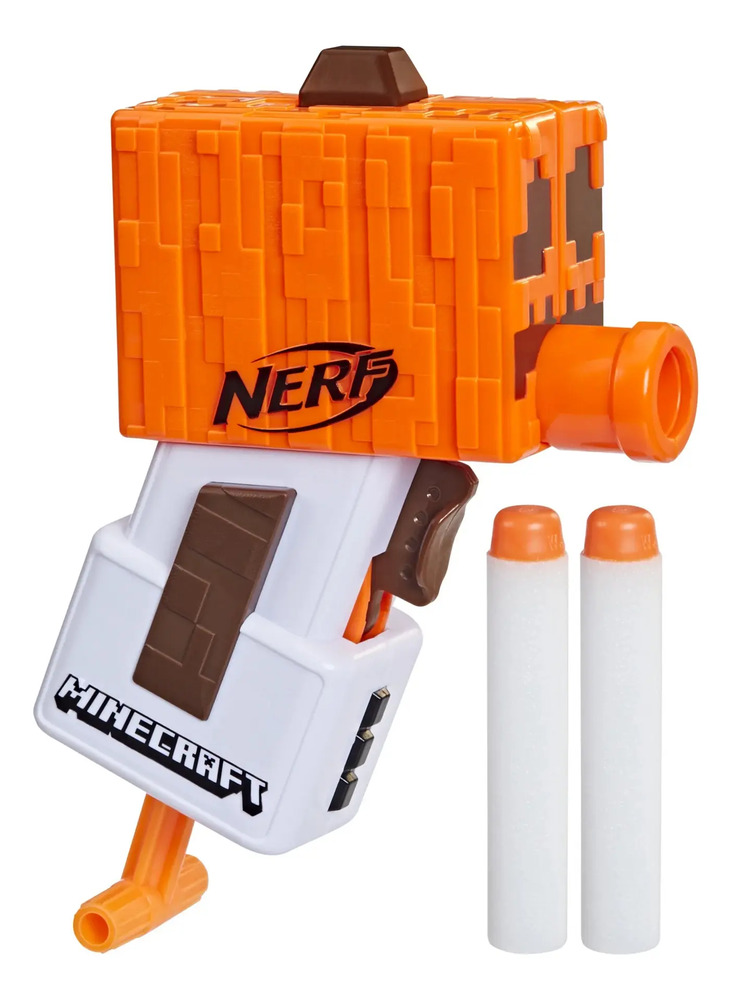 2 Pack Nerf Microshots Minecraft Snow Golem, Mini Blaster Blanco/naranja/café - Image 7