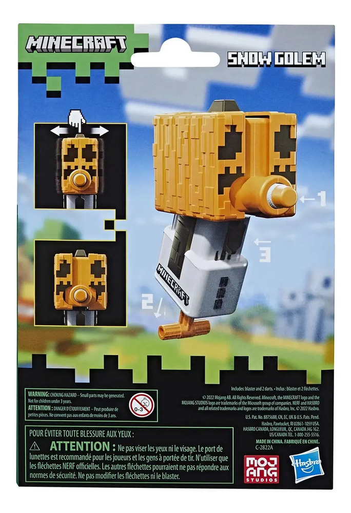 2 Pack Nerf Microshots Minecraft Snow Golem, Mini Blaster Blanco/naranja/café - Image 5