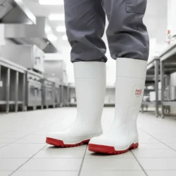 Bota Sanitaria Blanca Pro Cliff Casco Antideslizanrte Blanco / Rojo 31 Mx
