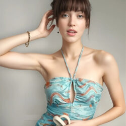 Blusa Strapless Wild Fable Modelo Aquabluewirl Cian G