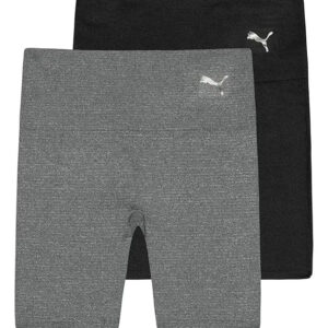 2 Pack Short Deportivos Biker Marca Puma Color Negro Y Gris Gris Y Negro Lisa Xs