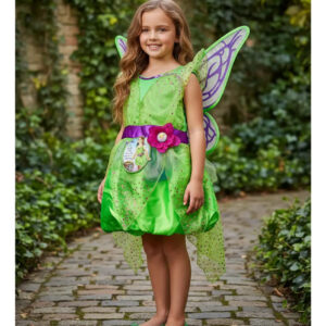 Disfraz Vestido Princesas Disney Campanita Marca Jakks Verde Lima 4-6x