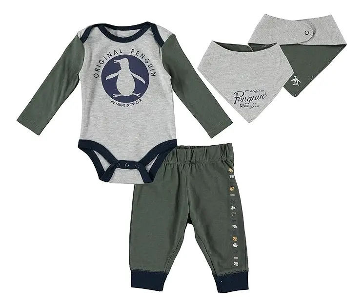 Mameluco Set 3 Piezas Original Penguin Opb149st Olive Multi - Image 3