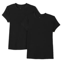 2 Pack Playera Manga Corta De Canalé Mujer Blusa - A New Day Negro Xs/extra Chica