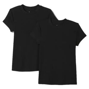 2 Pack Playera Manga Corta De Canalé Mujer Blusa - A New Day Negro Xs/extra Chica