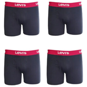 4 Pack Boxer Marca Levi's Caballero Algodón 701231346 004 Negro Liso S