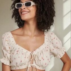 Blusa Crop Top Marca Wild Fable Modelo White/4xw45 Beige Xs