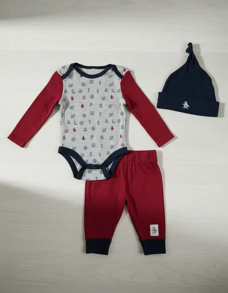 Mameluco Set 3 Piezas Original Penguin Mod. Maroon Mul
