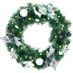 Corona Navidad Luces Adornos Costway Cm23187  Diámetro 50cm Verde