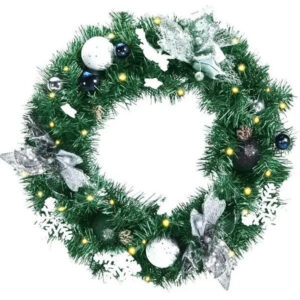 Corona Navidad Luces Adornos Costway Cm23187  Diámetro 50cm Verde