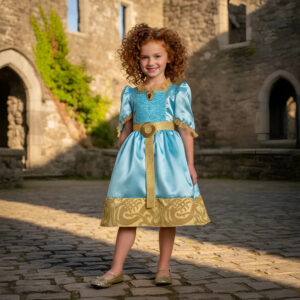 Disfraz Princesa Merida  Vestido Real  Disney Pixar Brave Azul Y Dorado 4x-6x