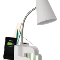 Lámpara De Escritorio Led Organizador, Usb, Enchufe Blanco