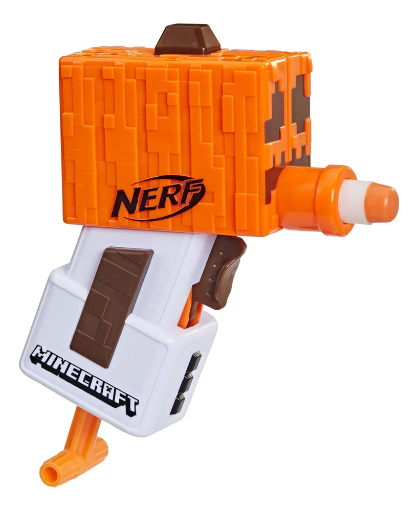 2 Pack Nerf Microshots Minecraft Snow Golem, Mini Blaster Blanco/naranja/café - Image 6