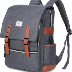 Mochila Porta Laptop Modoker Vintage Unisex Gris Oscuro