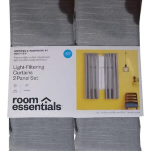 Cortina Doble Panel Poliéster  Filtrado De Luz 160 X 106.6cm Gris