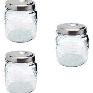 3 Vitroleros Contenedores De Vidrio C/tapa Hermética 2.75lts Transparentes