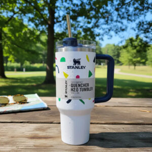 Termo Stanley Quencher H2.0 Tumbler 40 Oz 1.18lts Blanco / Colores Abstract Geos