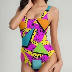 Traje De Baño Una Pieza Retro 80's 90's De Bonlor Colores G