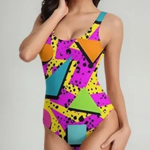 Traje De Baño Una Pieza Retro 80's 90's De Bonlor Colores G