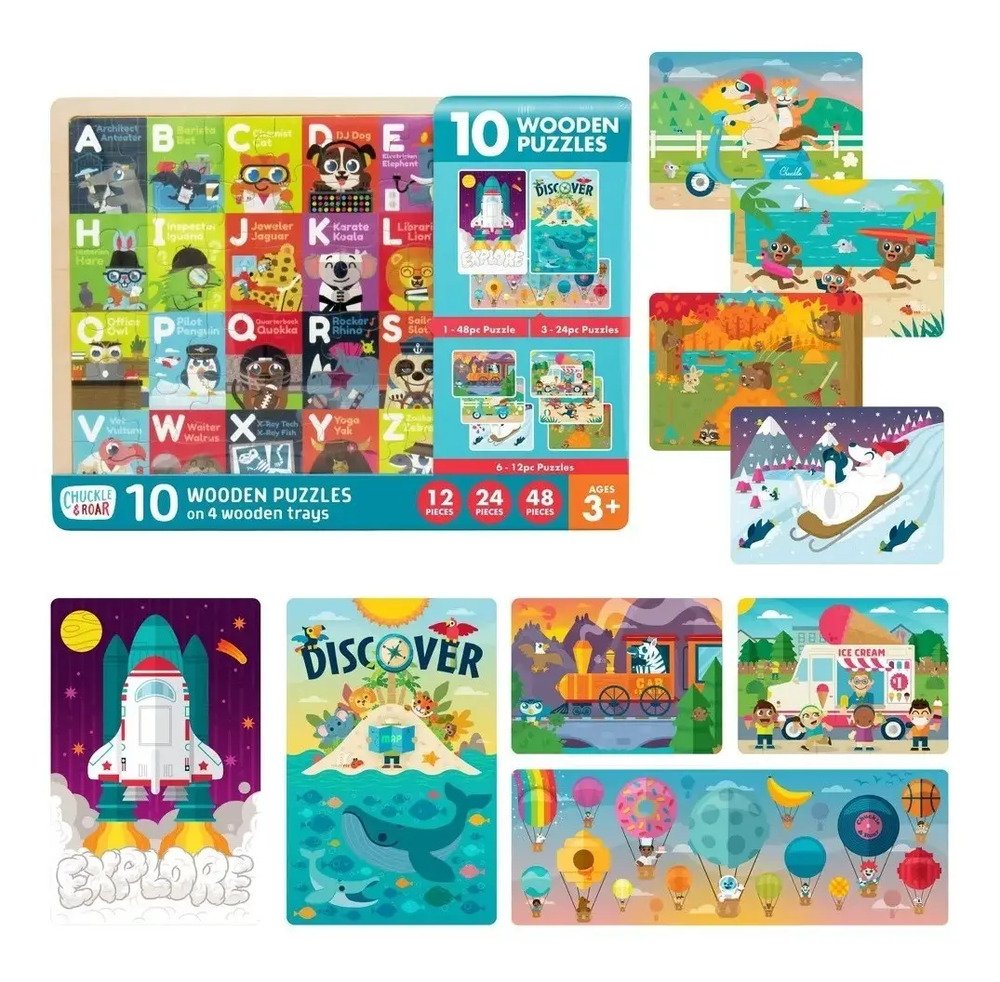 Chuckle & Roar 10 Rompecabezas De Madera Para Niños