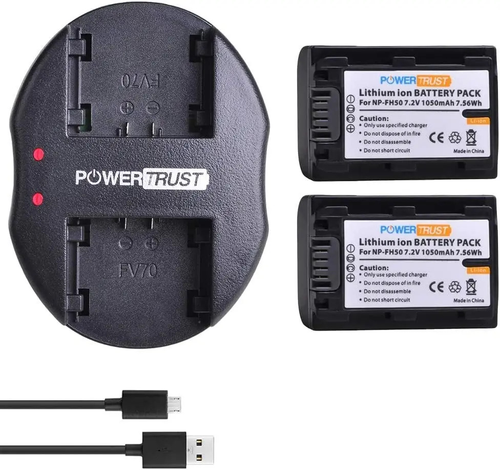 Batería 2 Piezas Con Cargador Usb Dual Para Sony Np-xx