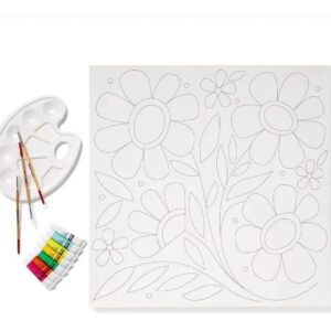 Kit De Pinturas Bastidor Paleta Pinceles 51x51cm Prediseñado