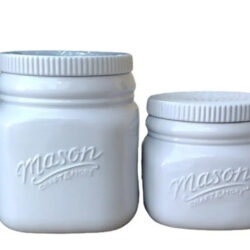 Juego 4 Contenedores De Alimentos Bomboneras Hermético Mason Blanco