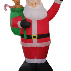 Santa Claus Inflable Luz Led Con Bolsa Oso Caramelo 1.82m Rojo