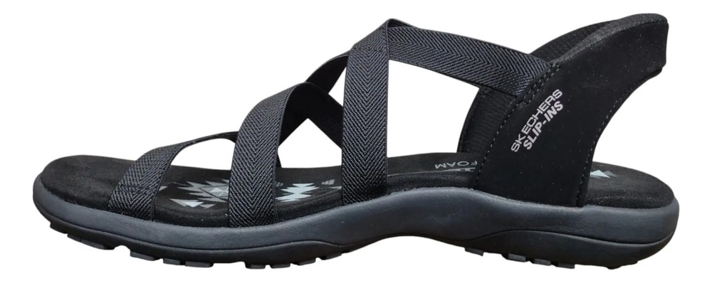 Sandalia Huarache Skechers Dama Stretch Flex 163460/bbk Black Liso 27 Mx - Image 5