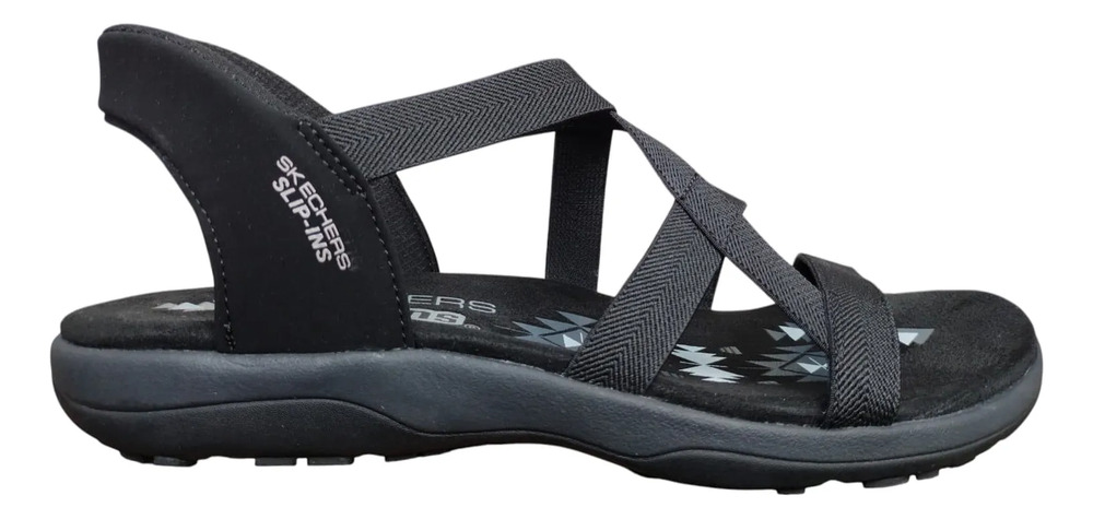 Sandalia Huarache Skechers Dama Stretch Flex 163460/bbk Black Liso 27 Mx - Image 2