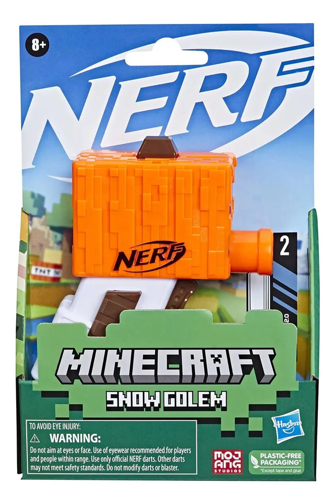 2 Pack Nerf Microshots Minecraft Snow Golem, Mini Blaster Blanco/naranja/café - Image 4