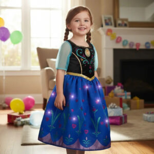 Disfraz Disney Frozen Anna Musical Con Luces Talla 4-6x Azul Con Negro (4-6x)
