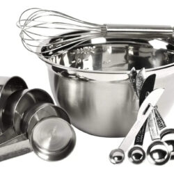 Set 10pcs Bowl Tazón Mezclador Con Utensilios De Medida  Acero Inoxidable