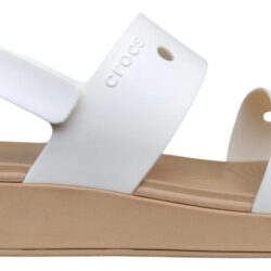 Sandalia Huarache Marca Crocs Modelo Brooklyn Chalk/cashew Blanco/beige Liso 22 Mx