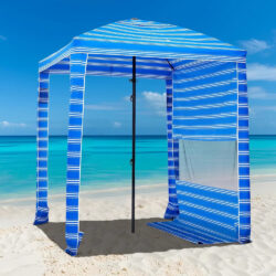 Carpa De Playa Homedemo, Con Pared Lateral Azul Claro / Blanco
