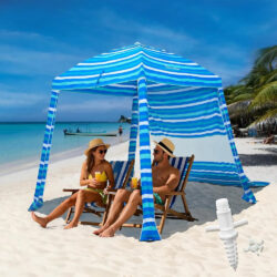 Carpa De Playa Grandekor, Con Pared Lateral Multicolor